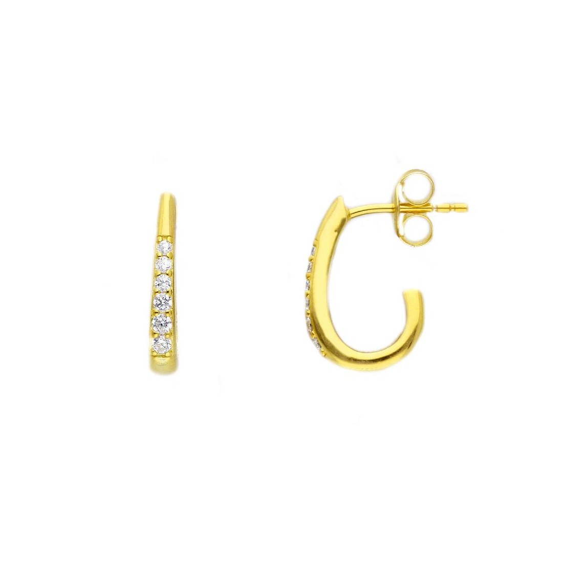 Orecchini cerchio in argento dorato 925/ooo e zirconia cubica