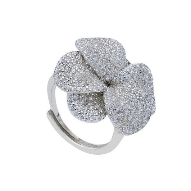 Anello in argento 925/ooo e zirconia cubica con fiore