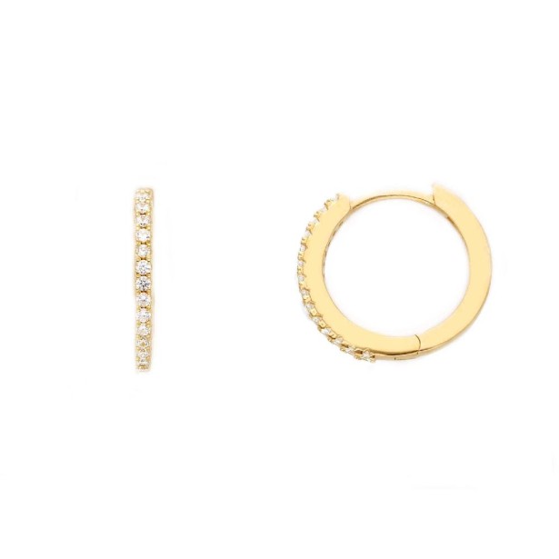 Orecchini cerchio in argento dorato 925/ooo e zirconia cubica