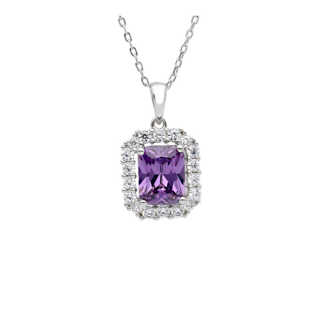 Girocollo in argento 925/ooo zirconia cubica e cristallo artificiale viola