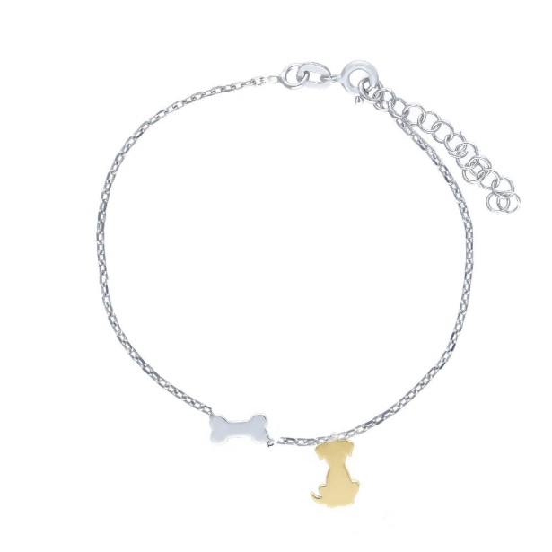 Bracciale in argento bicolore 925/ooo con cane e osso