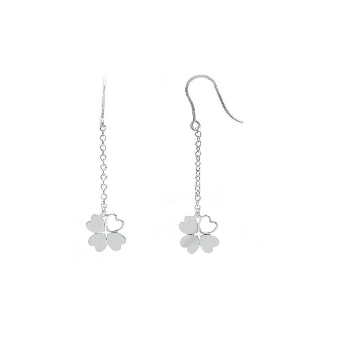 Orecchini pendenti in argento 925/ooo con quadrifoglio