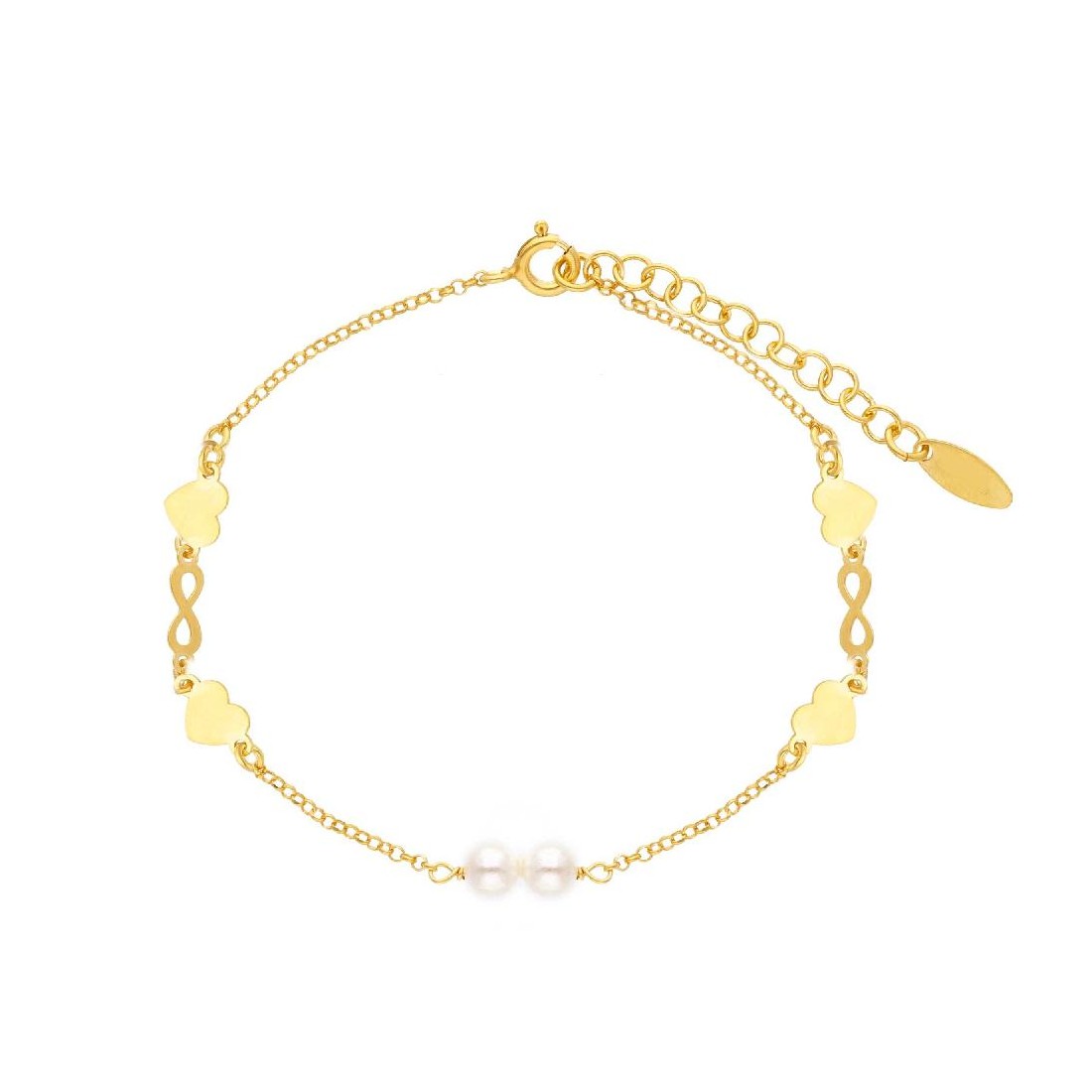 Bracciale in argento dorato 925/ooo e perla con cuore