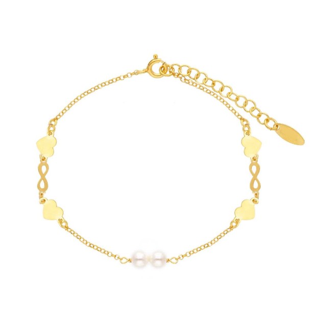 Bracciale in argento dorato 925/ooo e perla con cuore