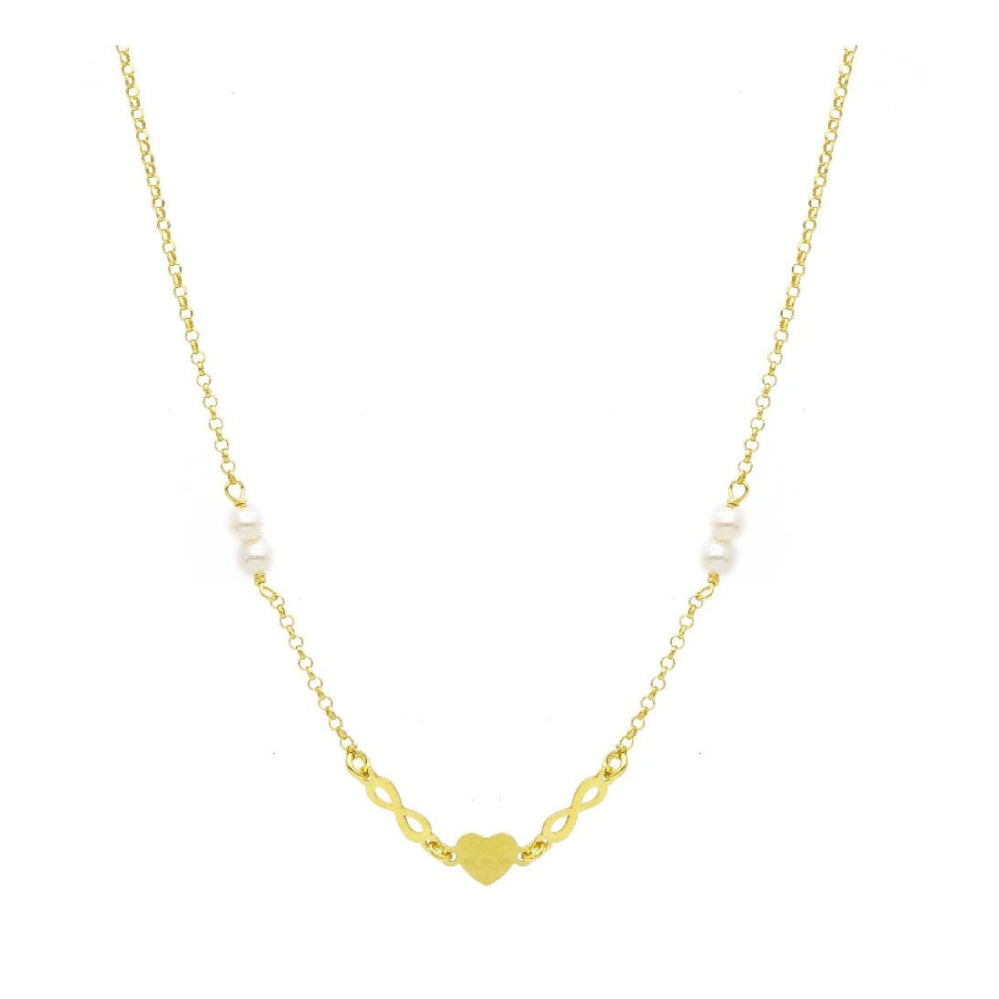 Girocollo in argento dorato 925/ooo e perla con cuore