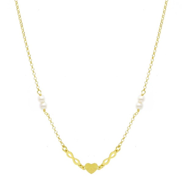 Girocollo in argento dorato 925/ooo e perla con cuore