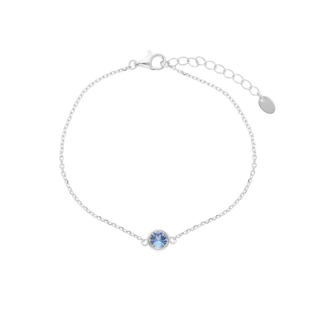 Bracciale punto luce in argento 925/ooo e cristallo artificiale blu