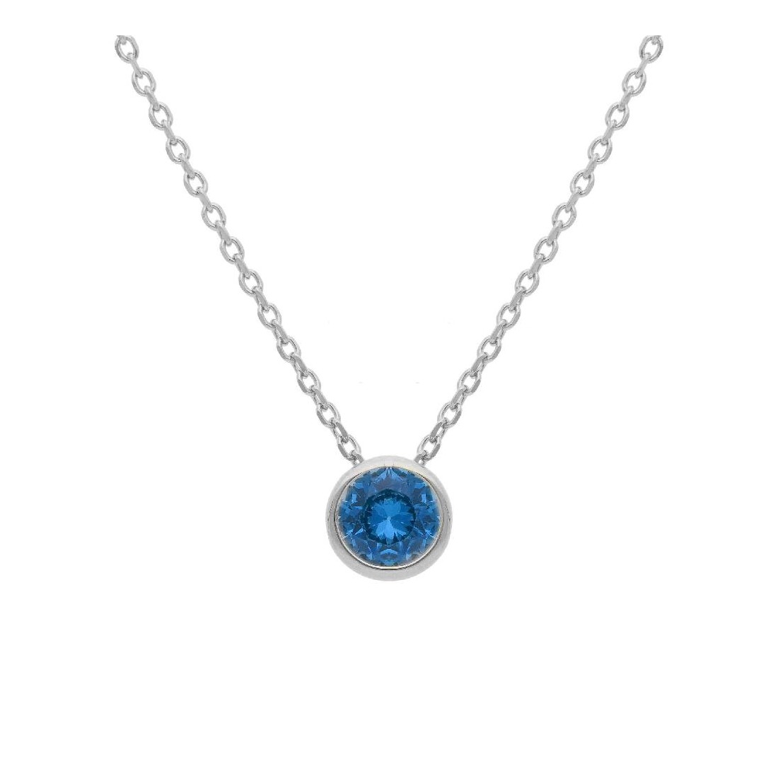 Girocollo punto luce in argento 925/ooo e cristallo artificiale blu