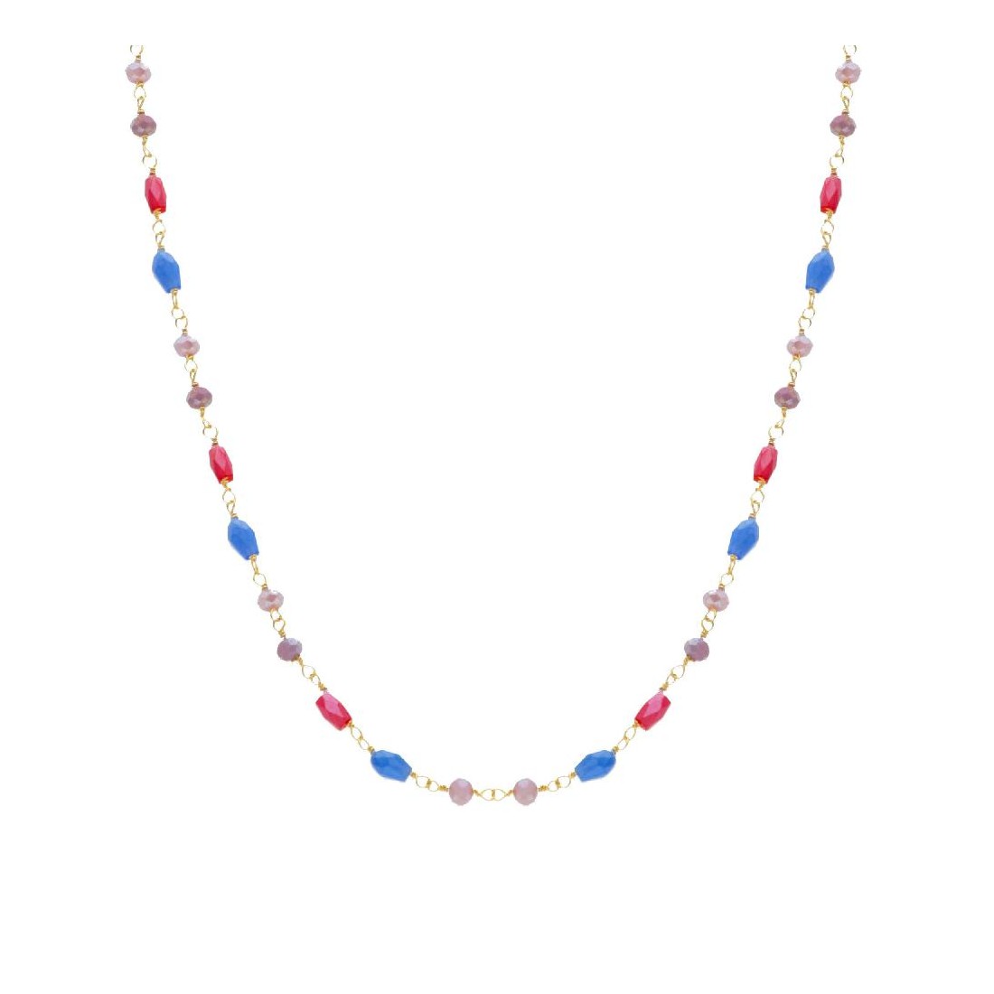 Girocollo in argento ros� 925/ooo e cristalli artificiali multicolor