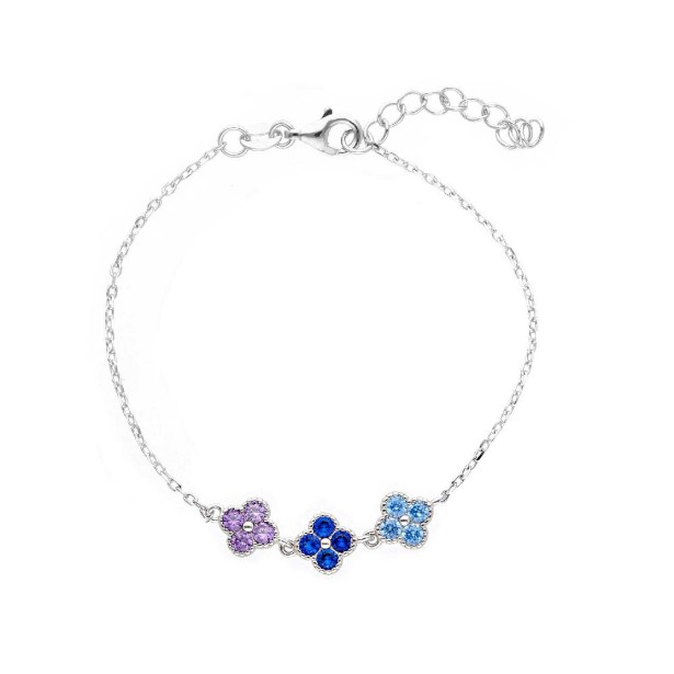 Bracciale in argento 925/ooo e cristallo artificiale multicolor con fiore