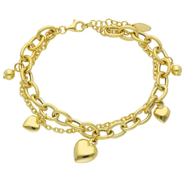 Bracciale in argento dorato 925/ooo con charms