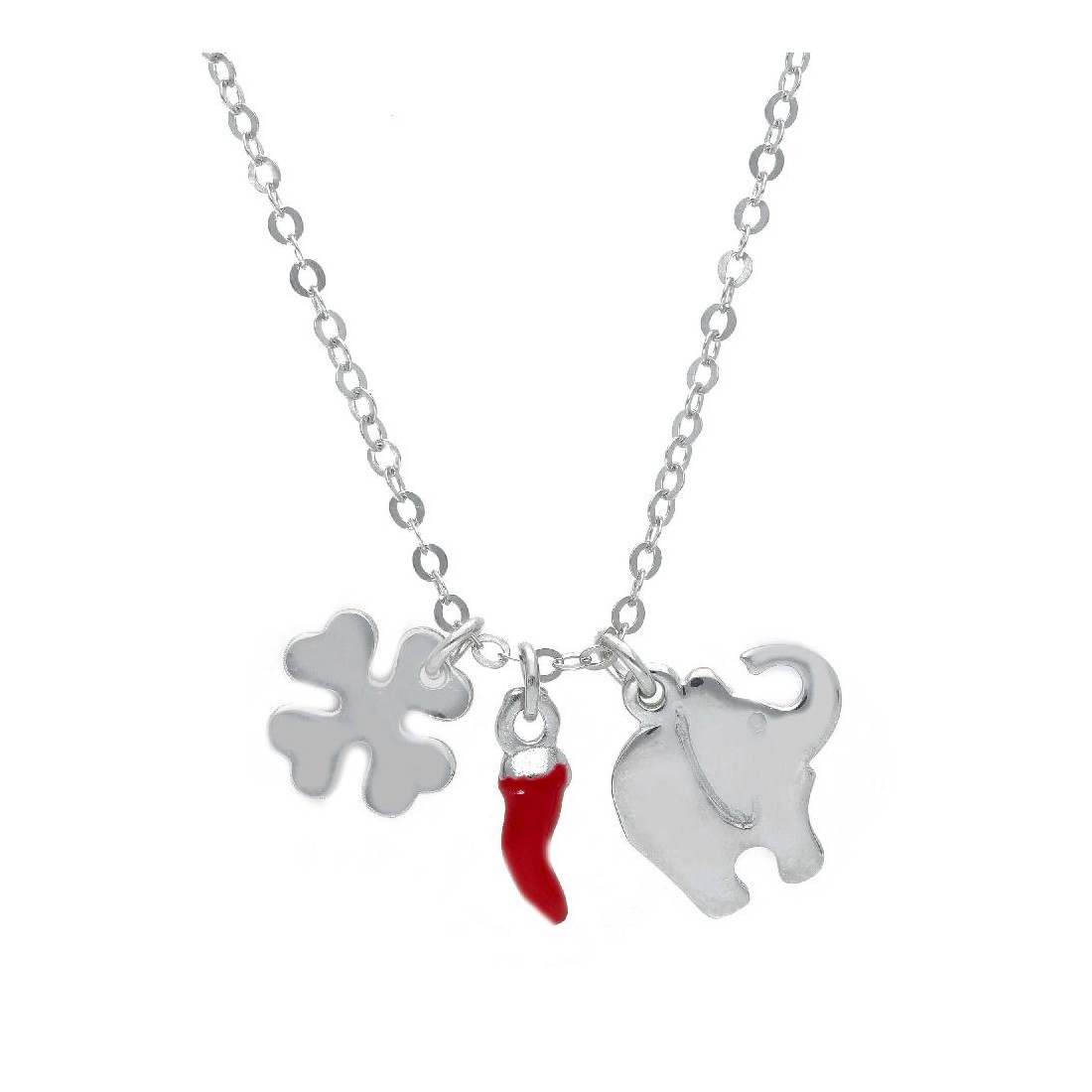 Girocollo in argento bicolore 925/ooo e smalto con charms