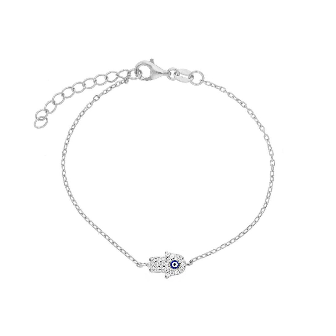 Bracciale in argento 925/ooo smalto e zirconia cubica con mano di fatima
