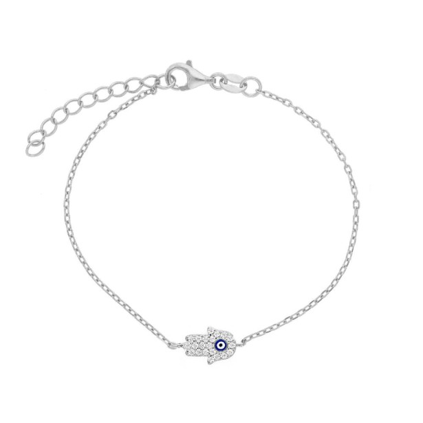 Bracciale in argento 925/ooo smalto e zirconia cubica con mano di fatima