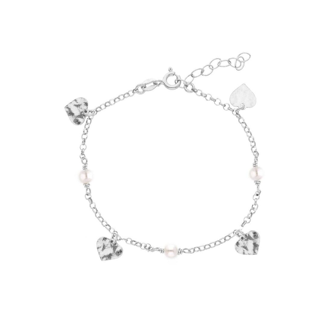 Bracciale in argento 925/ooo zirconia cubica e perla con cuore