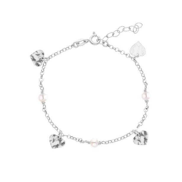 Bracciale in argento 925/ooo zirconia cubica e perla con cuore