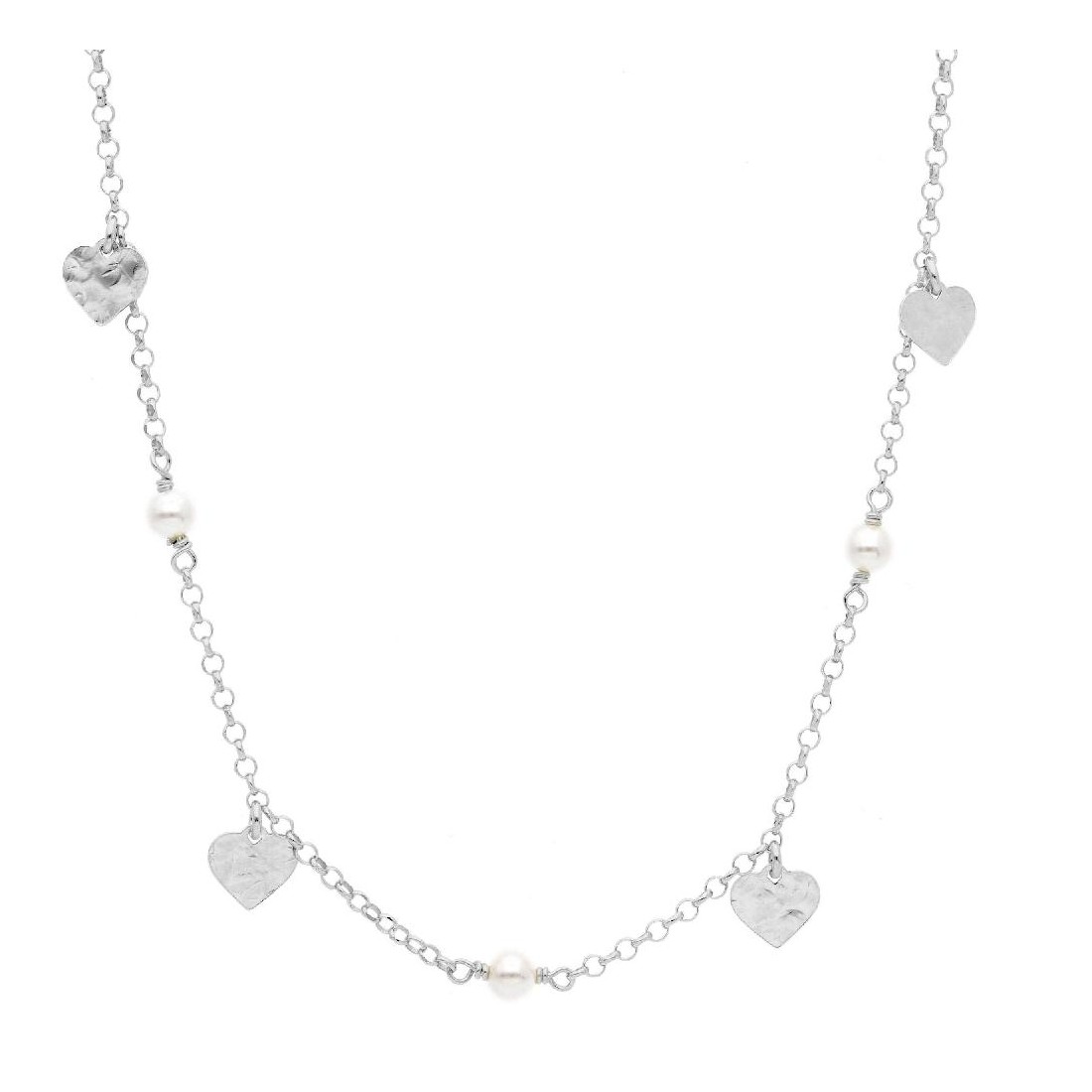 Girocollo in argento 925/ooo zirconia cubica e perla con cuore