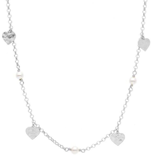 Girocollo in argento 925/ooo zirconia cubica e perla con cuore
