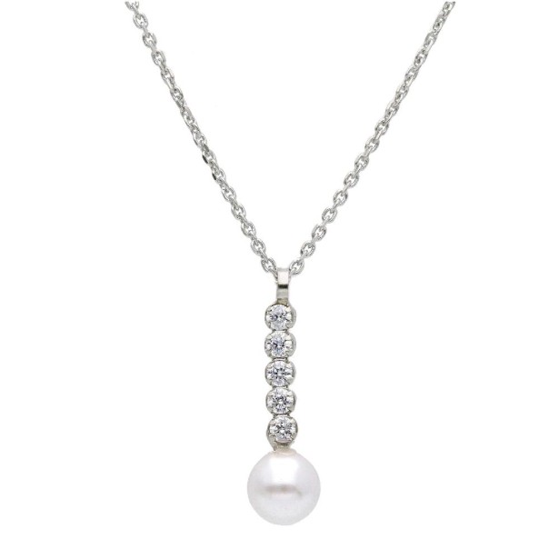 Girocollo in argento 925/ooo zirconia cubica e perla