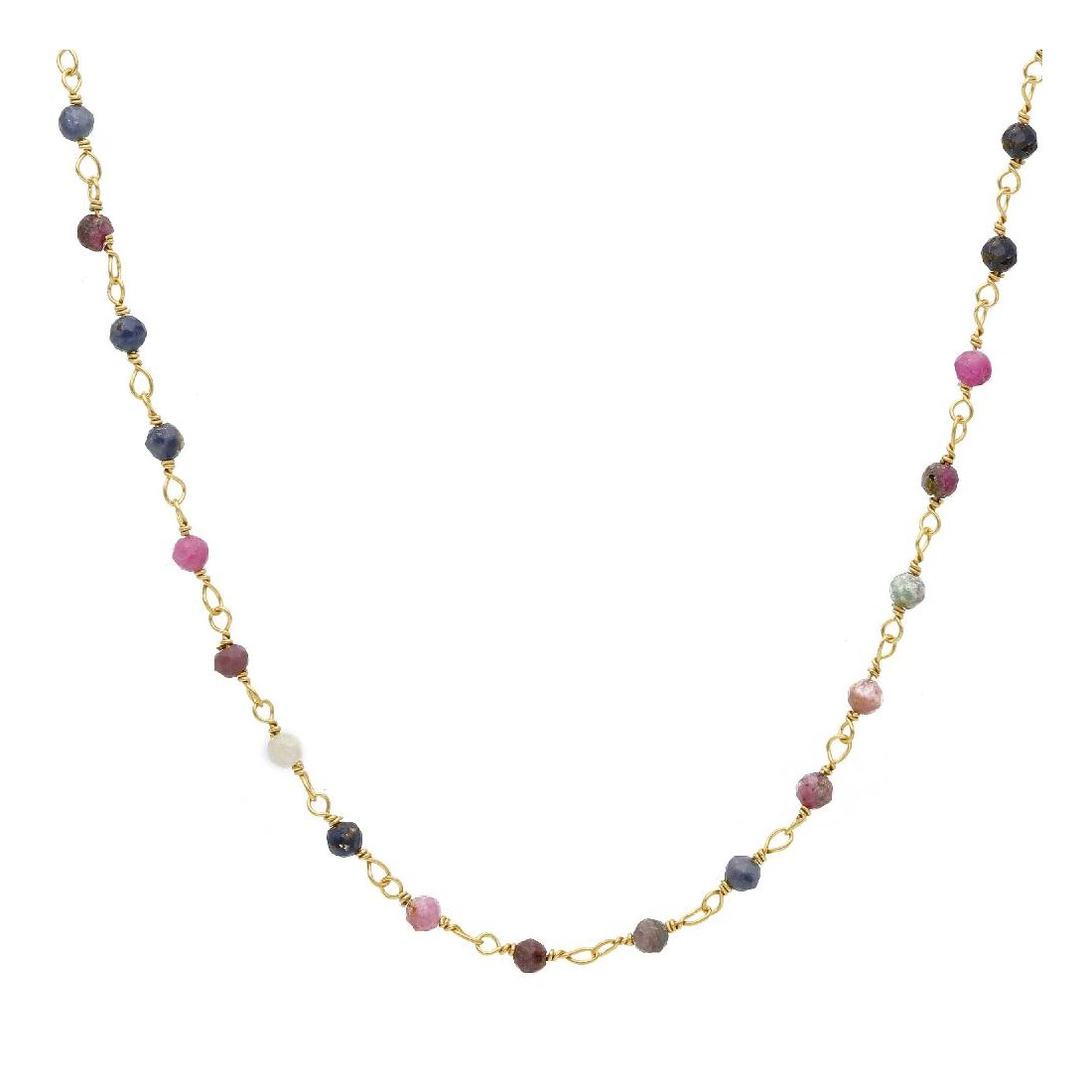 Girocollo in argento dorato 925/ooo e cristallo artificiale multicolor