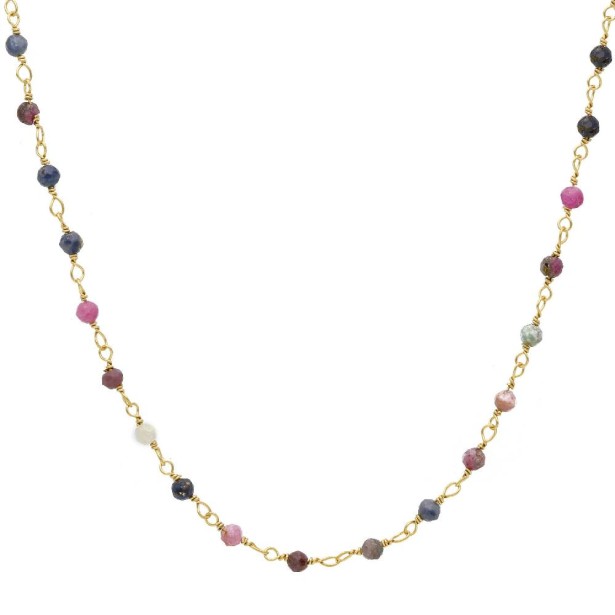 Girocollo in argento dorato 925/ooo e cristallo artificiale multicolor