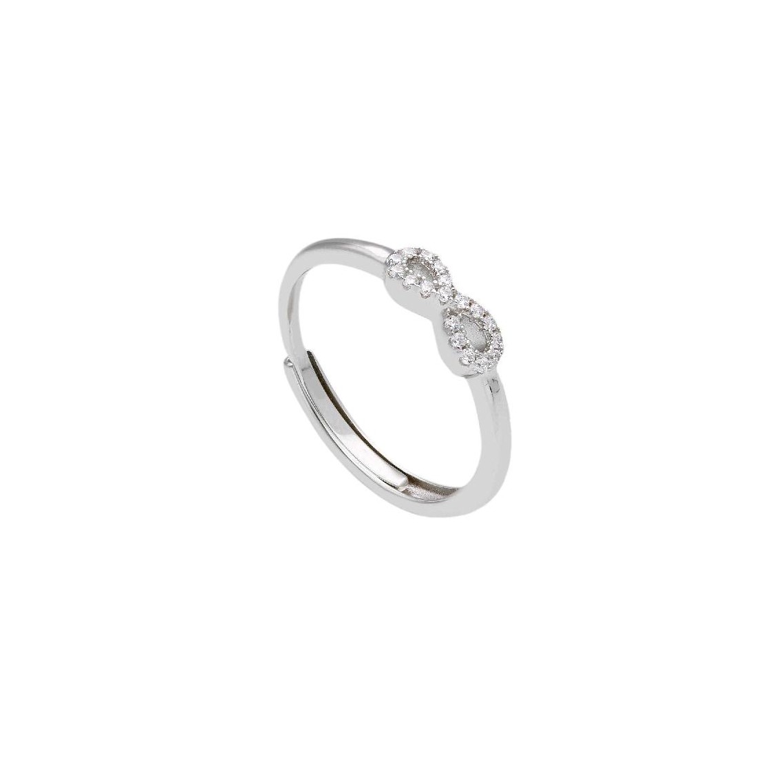 Anello in argento 925/ooo e zirconia cubica con infinito