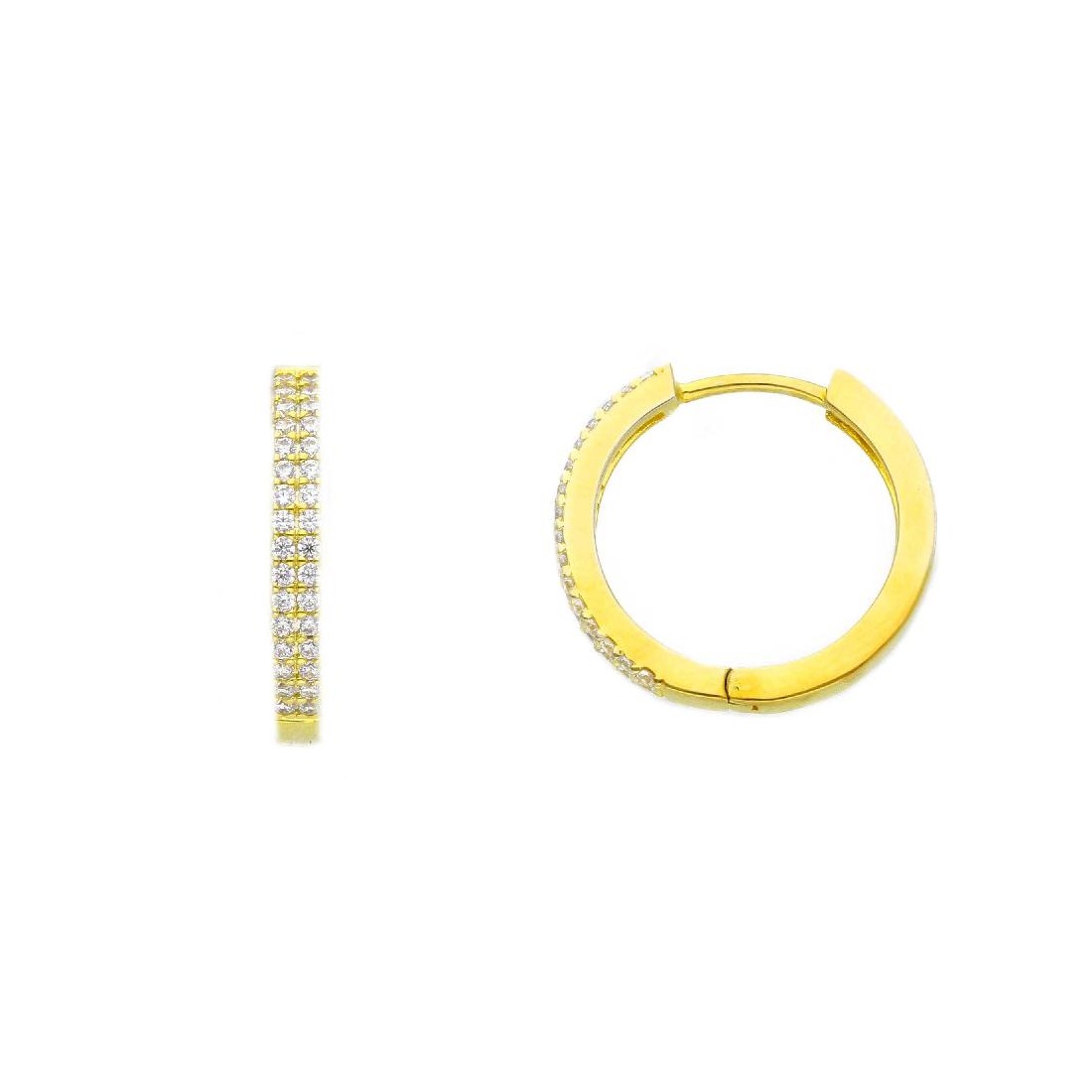 Orecchini cerchio in argento dorato 925/ooo e zirconia cubica