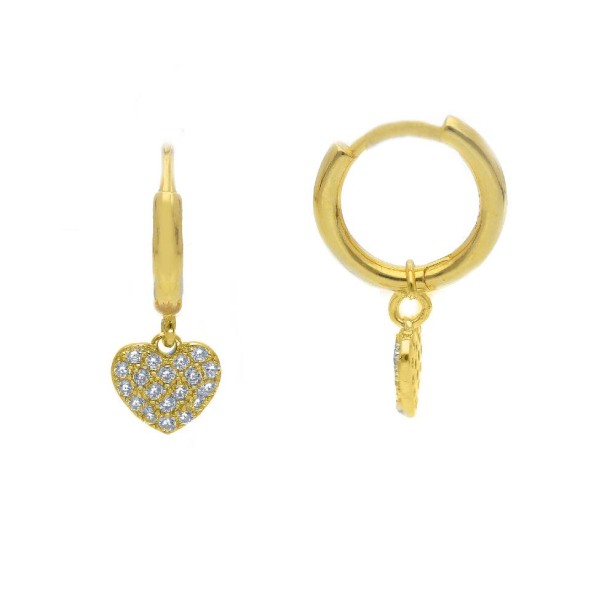 Orecchini pendenti in argento dorato 925/ooo e zirconia cubica con cuore