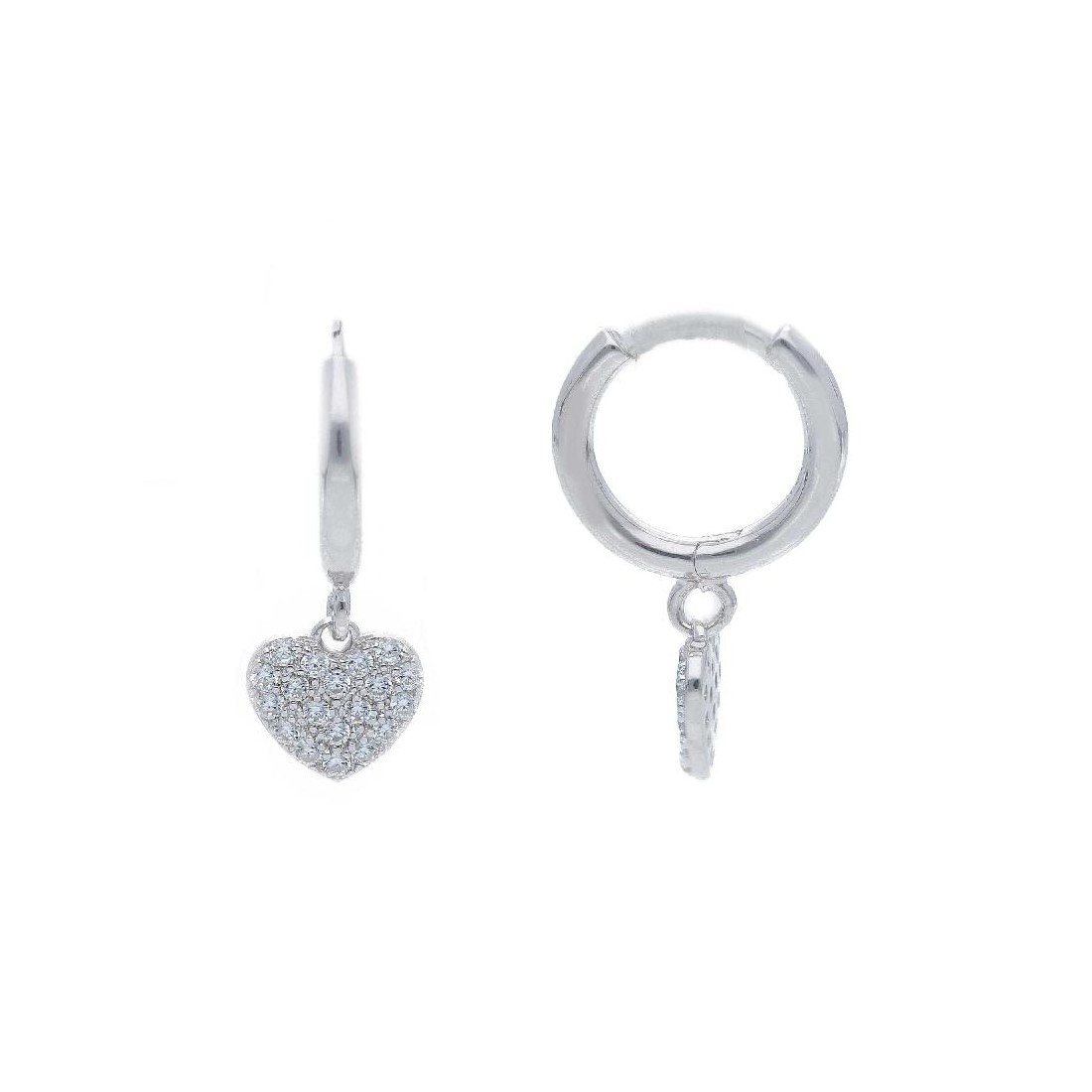 Orecchini pendenti in argento 925/ooo e zirconia cubica con cuore