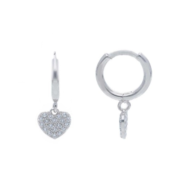 Orecchini pendenti in argento 925/ooo e zirconia cubica con cuore
