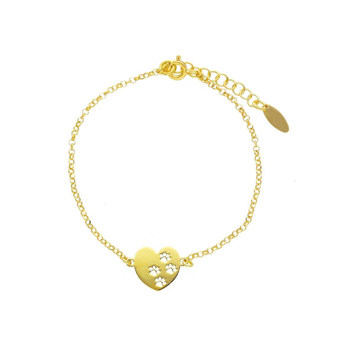 Bracciale in argento dorato 925/ooo con cuore e zampa