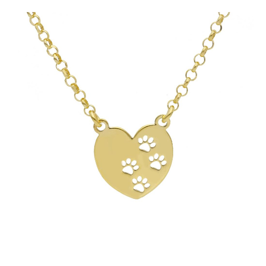 Girocollo in argento dorato 925/ooo con cuore e zampa