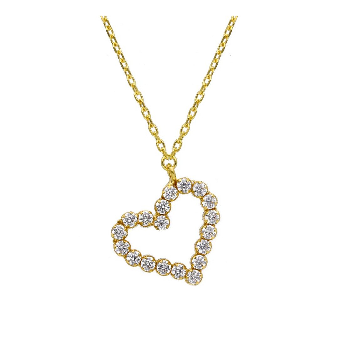 Girocollo in argento dorato 925/ooo e zirconia cubica con cuore