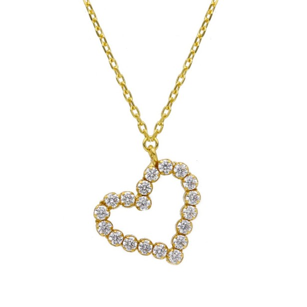 Girocollo in argento dorato 925/ooo e zirconia cubica con cuore
