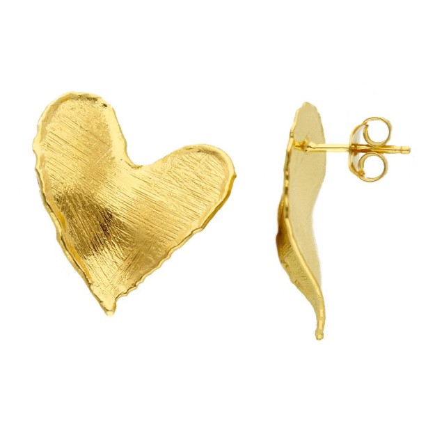 Orecchini lobo in argento dorato 925/ooo con cuore