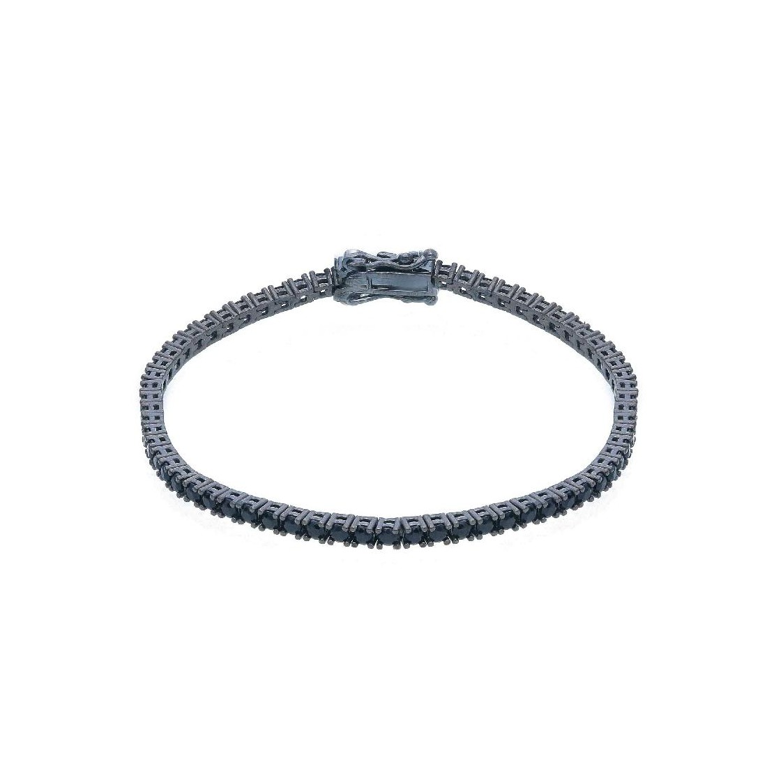 Bracciale tennis in argento brunito 925/ooo e cristalli artificiali