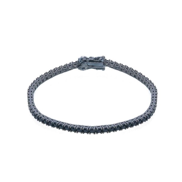 Bracciale tennis in argento brunito 925/ooo e cristalli artificiali