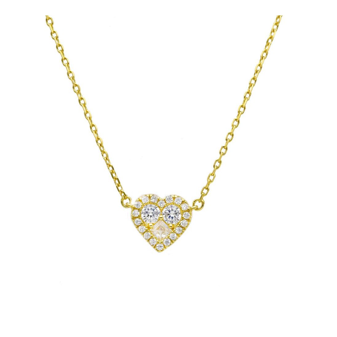 Girocollo in argento dorato 925/ooo e zirconia cubica con cuore