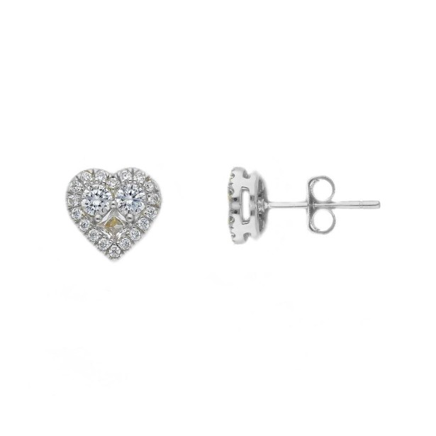 Orecchini lobo in argento 925/ooo e zirconia cubica con cuore