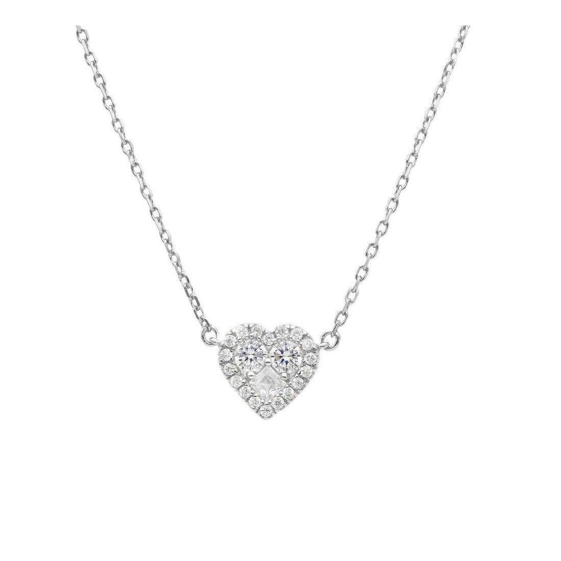 Girocollo in argento 925/ooo e zirconia cubica con cuore