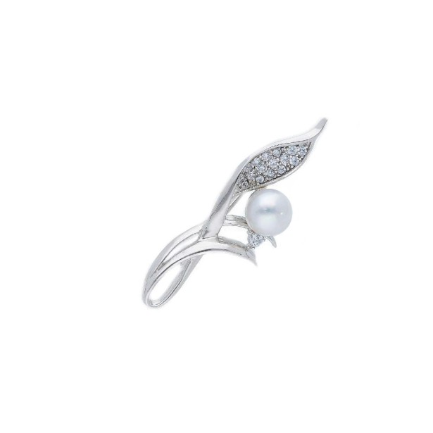 Spilla in argento 925/ooo zirconia cubica e perla