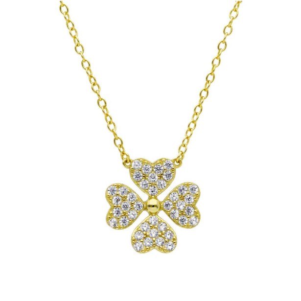 Girocollo in argento dorato 925/ooo e zirconia cubica con quadrifoglio