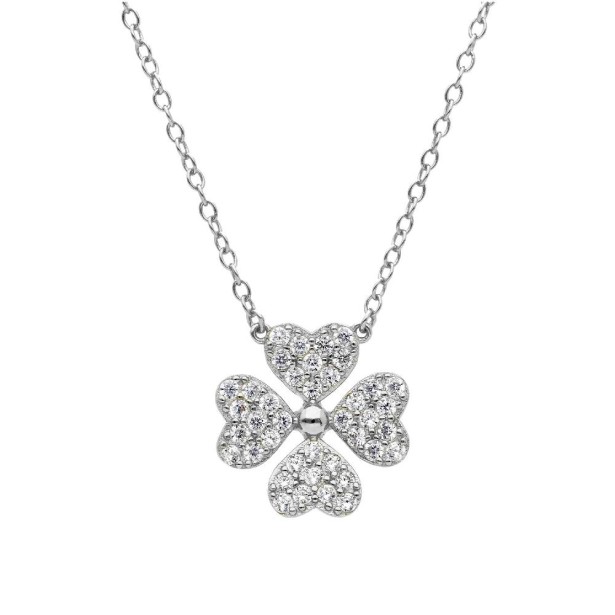 Girocollo in argento 925/ooo e zirconia cubica con quadrifoglio