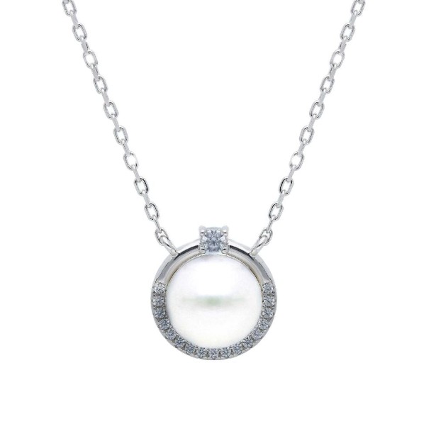 Girocollo in argento 925/ooo zirconia cubica e perla