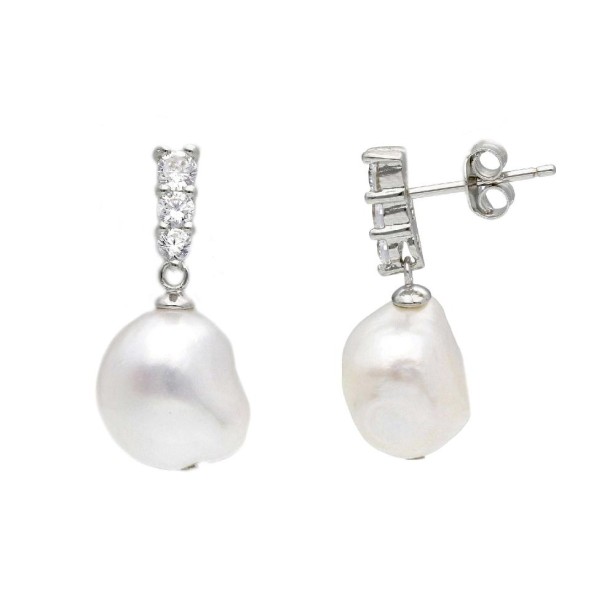 Orecchini pendenti in argento 925/ooo zirconia cubica e perla