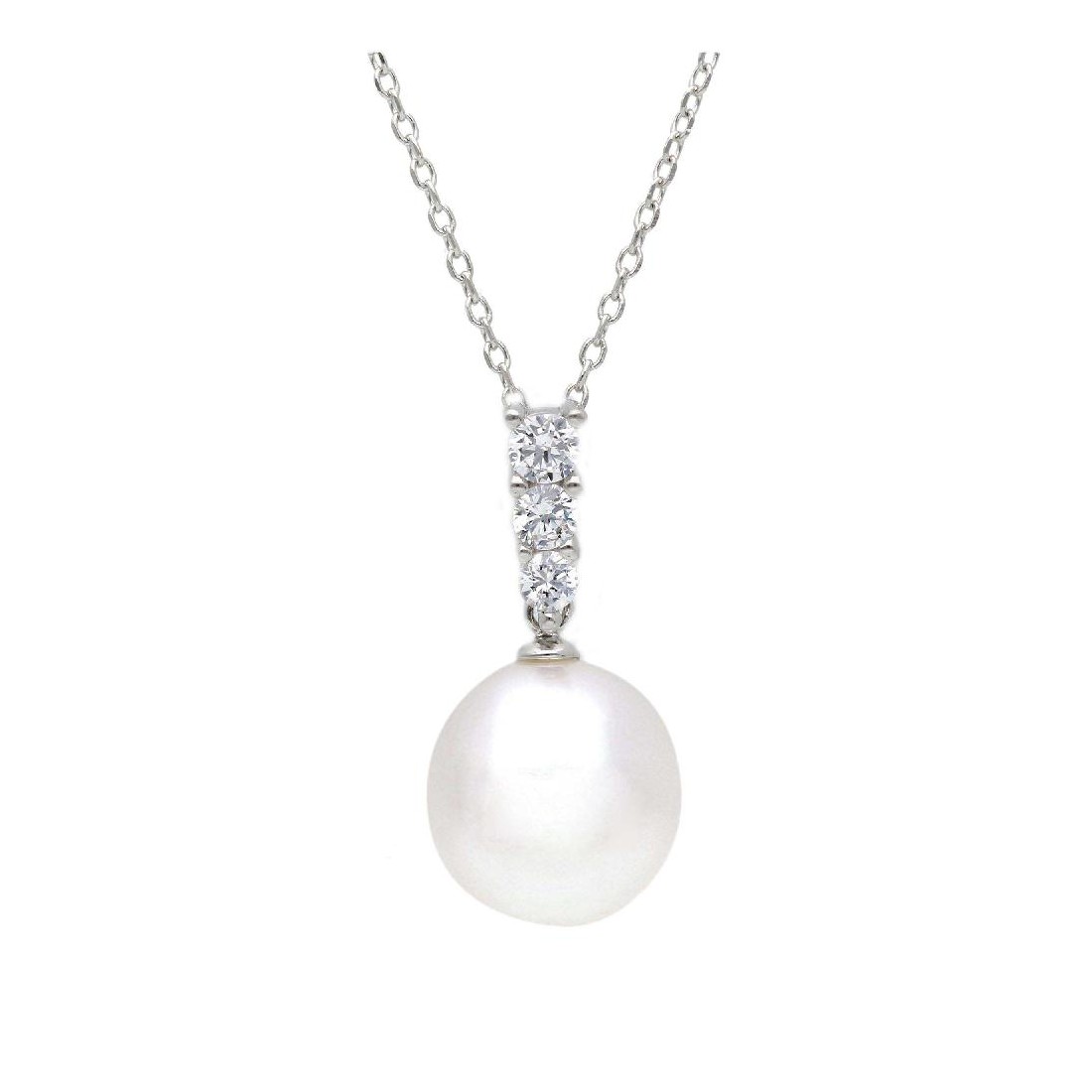 Girocollo in argento 925/ooo zirconia cubica e perla