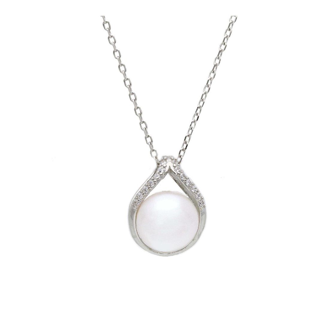 Girocollo in argento 925/ooo zirconia cubica e perla