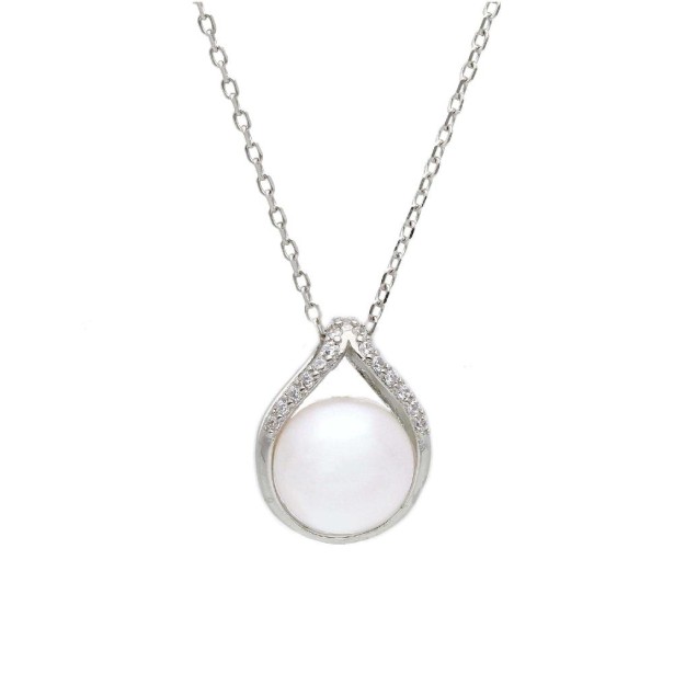 Girocollo in argento 925/ooo zirconia cubica e perla