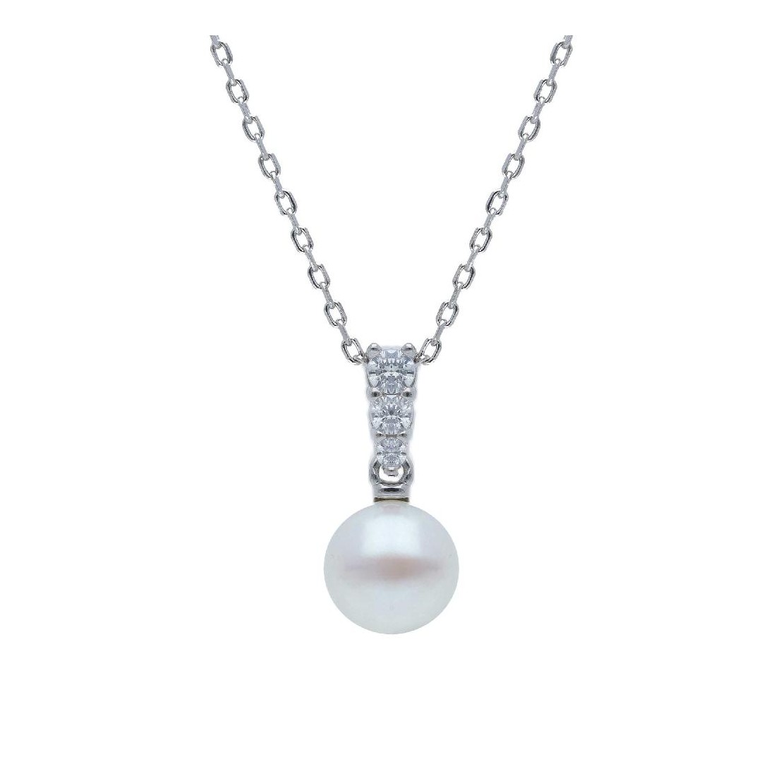 Girocollo in argento 925/ooo zirconia cubica e perla