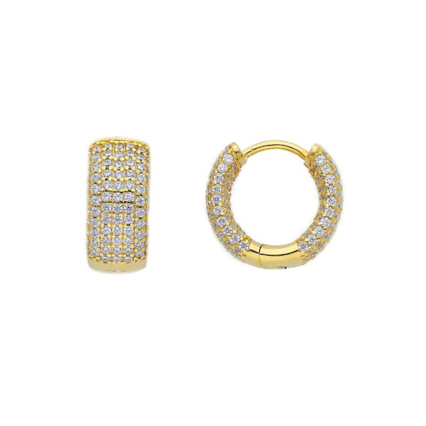 Orecchini cerchio in argento dorato 925/ooo e zirconia cubica